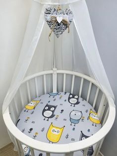 Простынь на резинке на матрас "Совы на сером" d75 No Brand