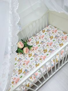 Простынь на резинке на матрас Зайцы,белки,лисы 120*60см No Brand