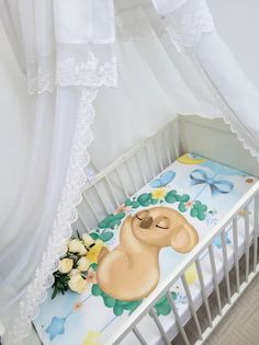 Простынь на резинке на матрас "Коалы мальчики" 120*60см No Brand