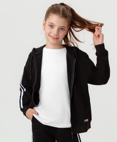 Толстовка на молнии с капюшоном черная Button Blue (164)