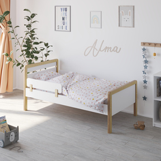 Кровать подростковая с бортиками Baby Master Alma 160х80 натуральный-белый Aton