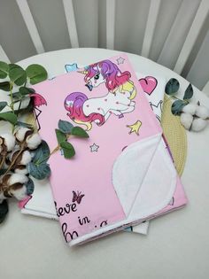 Набор пеленок непромокаемых "Единороги на розовом" 2шт 70*100см No Brand