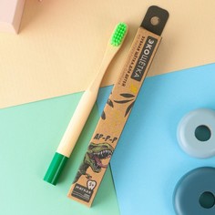 Зубная щетка детская, бамбук Зубастый динозаврик No Brand