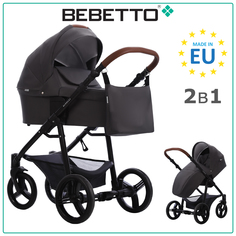 Детская коляска 2 в 1 Bebetto Kitelli 02, графит, рама черная