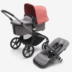 Детская коляска 2 в 1 Bugaboo Fox5 на шасси Grey Grey Melange Sunrise red