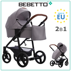 Детская коляска 2 в 1 Bebetto Kitelli 03, серый, рама черная
