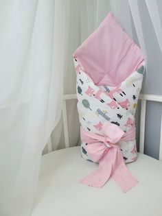 Конверт-одеяло на выписку, Розовые лисички с деревьями, разноцветный, 90*90см No Brand