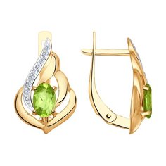 Серьги из желтого золота SOKOLOV 724792, хризолит/фианит