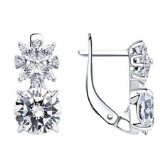 Серьги женские из серебра SOKOLOV 94022614, фианит