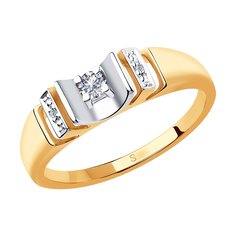 Кольцо из комбинированного золота р. 18 SOKOLOV Diamonds 1011838, бриллиант