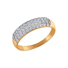 Кольцо из желтого золота р. 19 SOKOLOV 012195, фианит