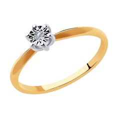 Кольцо помолвочное из комбинированного золота р. 16,5 SOKOLOV Diamonds 1011940, бриллиант