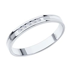 Кольцо обручальное из белого золота р. 16 SOKOLOV Diamonds 1112300-01, бриллиант