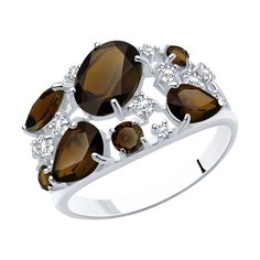 Кольцо из серебра р. 19,5 SOKOLOV 92010222, раухтопаз/фианит