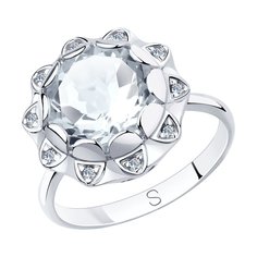 Кольцо перстень из серебра р. 18,5 SOKOLOV 92011849, горный хрусталь/фианит