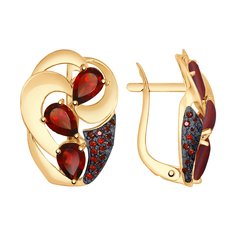 Серьги женские из золота SOKOLOV 725076, гранат/фианит
