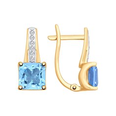 Серьги из желтого золота SOKOLOV 725356, топаз/фианит