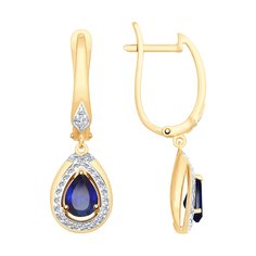 Серьги из красного золота SOKOLOV 725498, корунд искусственный, фианит