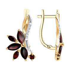 Серьги женские из золота Diamant 51-320-00806-2, гранат/фианит