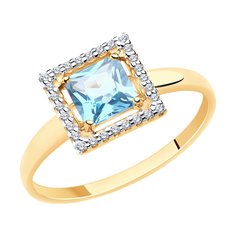 Кольцо из красного золота р. 18,5 Diamant 51-310-00294-1, топаз/фианит