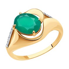 Кольцо из красного золота р. 19 Diamant 51-310-00924-3, фианит/агат