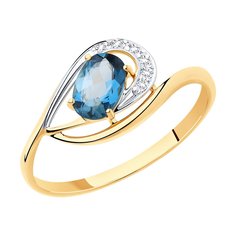 Кольцо из красного золота р. 16,5 Diamant 51-310-00304-2, топаз/фианит