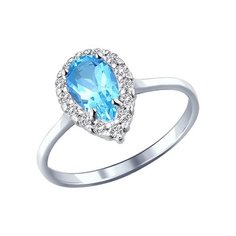 Кольцо из серебра р. 19 SOKOLOV 92011000, топаз/фианит
