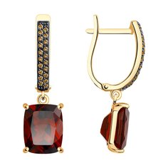 Серьги из красного золота SOKOLOV 728254, фианит\гранат