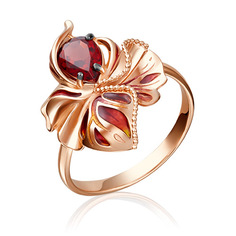 Кольцо из красного золота с эмалью/гранатом р. 17,5 PLATINA jewelry 01-5149-00-204-1110-57