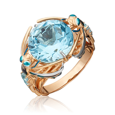 Кольцо из красного золота с эмалью/топазом р. 18,5 PLATINA jewelry 01-5412-00-201-1110-46