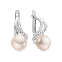 Серьги из серебра с жемчугом, фианитом 585Gold 702006235