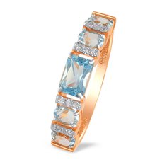 Кольцо женское из красного золота с топазом, фианитом 585Gold 201012619, р. 18