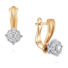 Серьги из желтого золота с бриллиантом ADAMAS 2456783/01-А551Д-41 АДАМАС