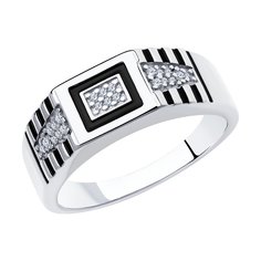 Кольцо из серебра с фианитом/эмалью р. 22,5 Diamant 94-112-00722-1