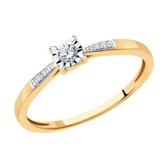 Кольцо из комбинированного золота р.17 Diamant 51-210-01672-1, бриллиант