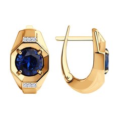 Серьги из красного золота SOKOLOV 727507, корунд искусственный/фианит