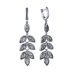 Серьги подвески из серебра Element47 ME1482_SR_QZ_WG, кварц
