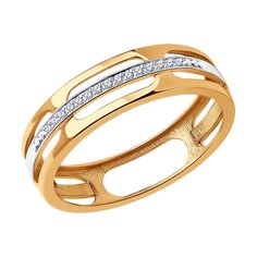 Кольцо обручальное из красного золота р. 18 Diamant 51-210-01890-1, бриллиант