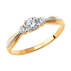 Кольцо из красного золота с фианитом р. 18 Diamant 31-110-00108-1
