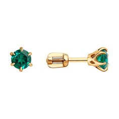 Серьги из красного золота с изумрудом искусственным SOKOLOV 728546