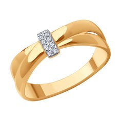 Кольцо из красного золота с фианитом р. 18 SOKOLOV 019253
