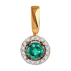 Кулон из красного золота Diamant 51-230-01772-2, бриллиант/изумруд