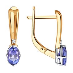 Серьги из красного золота Diamant 51-220-01906-1, бриллиант/танзанит