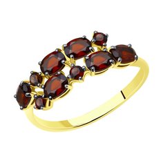 Кольцо из желтого золота с гранатом р. 17 Diamant 53-310-01445-1
