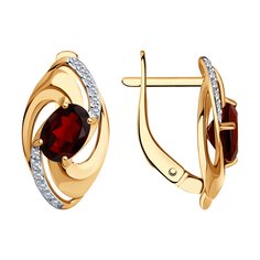 Серьги из красного золота с фианитом/гранатом SOKOLOV 728278
