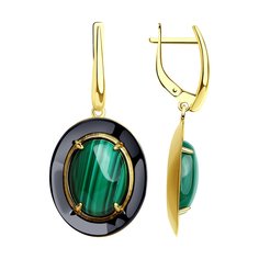 Серьги из серебра с малахитом Diamant 93-321-01752-1