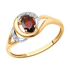 Кольцо из красного золота р. 17 SOKOLOV 716302, фианит/гранат
