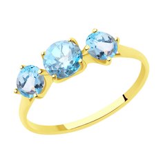 Кольцо из желтого золота с топазом р. 16,5 Diamant 53-310-00293-1