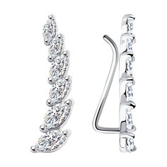 Серьги каффы из серебра с фианитом Diamant 94-120-01402-1