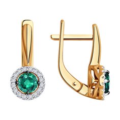 Серьги из красного золота с бриллиантом/изумрудом Diamant 51-220-01772-2